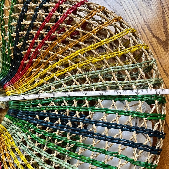 C & C Anthro Natural Straw Tote Bag Rainbow - Picture 7 of 7